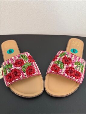 Haute Hippie | Cherry Beaded Slide Sandals 🍒